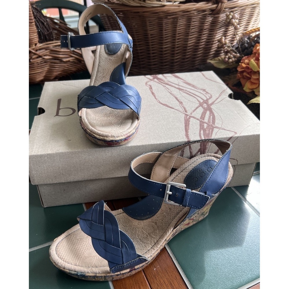 Boc Born Concept Strappy Wedge Sandals Floral Design On Cork Women's 9 M